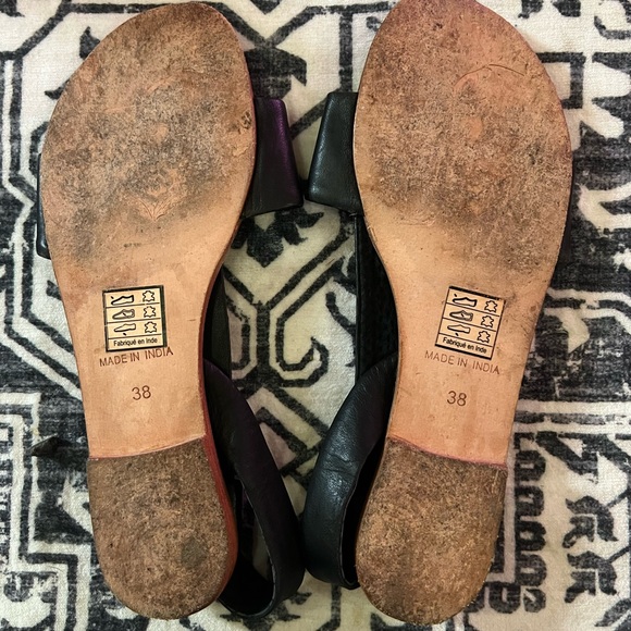 Free People Size 38 Under Wraps Black Leather Sandals - Picture 3 of 4